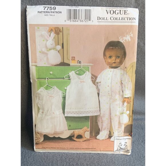 Vogue Doll Pajamas and Undergarments Teresa Layman Pattern 7759 - uncut - Picture 9 of 9